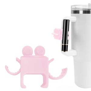 Lipstick Holder Lip Balm Attachment with 2 in 1 Holder, Pink and Cream